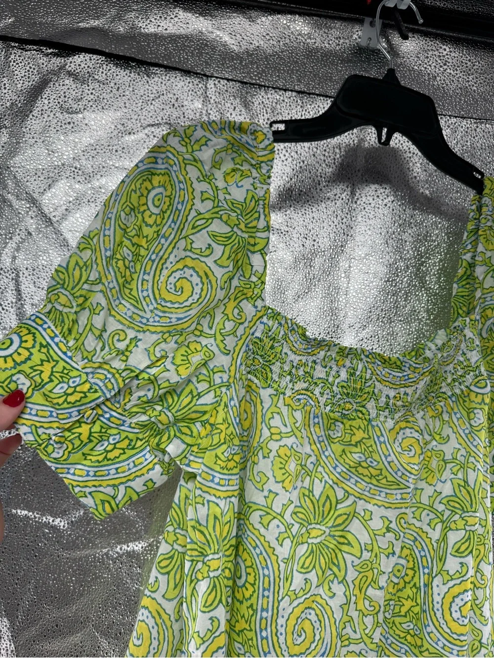 Sz blockprints j.crew Keely mini dress lime green paisley L